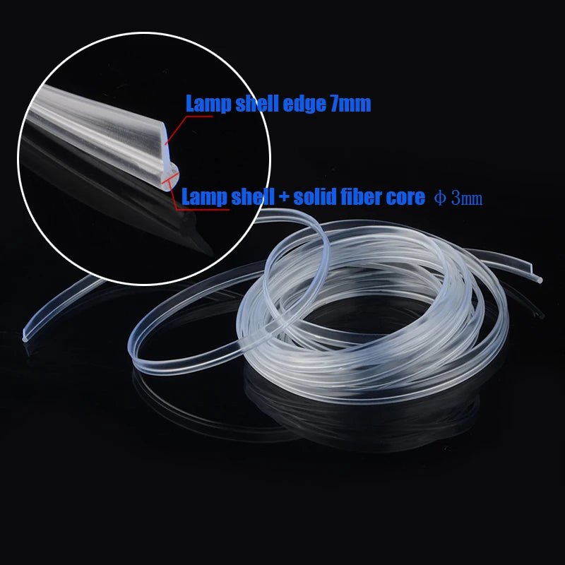 3mm Fiber Optic Neon Wire Extended Strip Invisible Light Guide Accessories For Car Interior Ambient Lighting Equipment Black