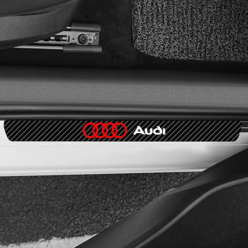 4pcs Door Sill/Bumper Protector Carbon Fibre Stickers