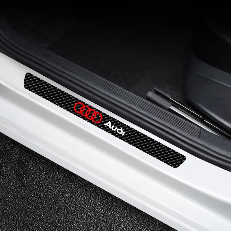 4pcs Door Sill/Bumper Protector Carbon Fibre Stickers