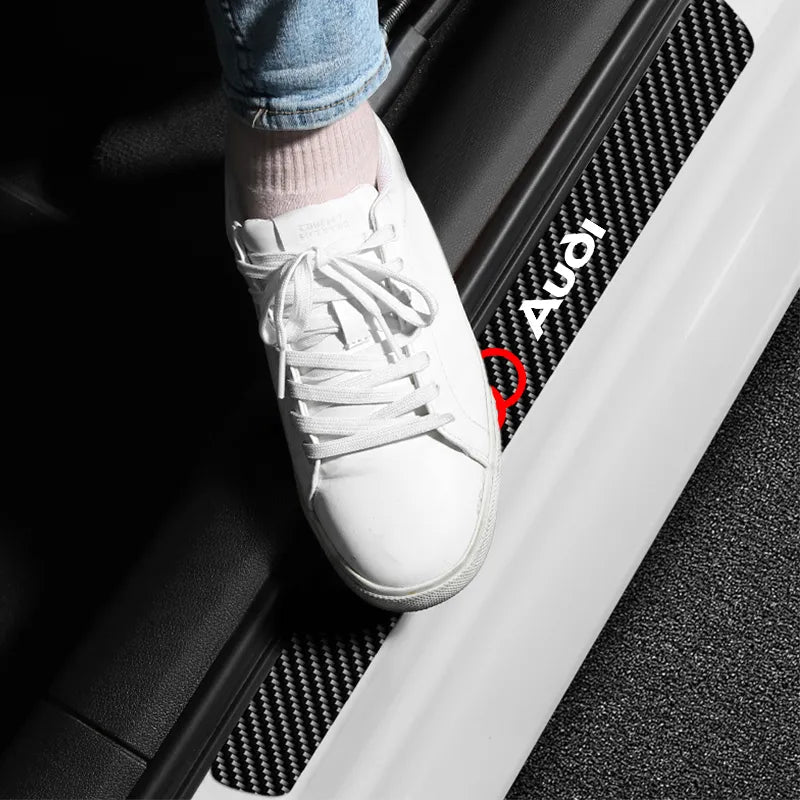 4pcs Door Sill/Bumper Protector Carbon Fibre Stickers