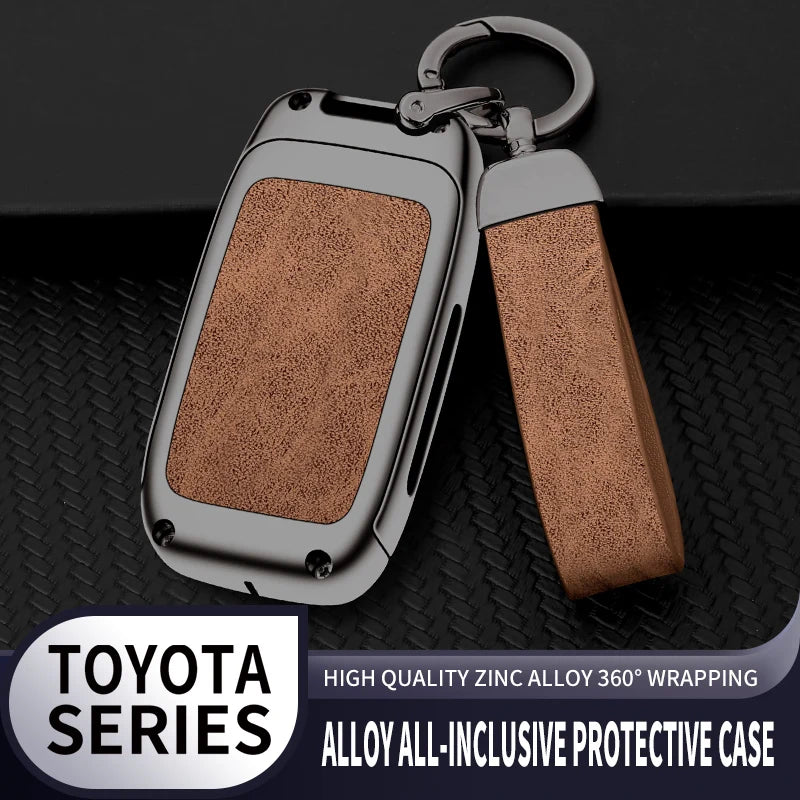 Zinc Alloy and Leather Car Key Case for Toyota