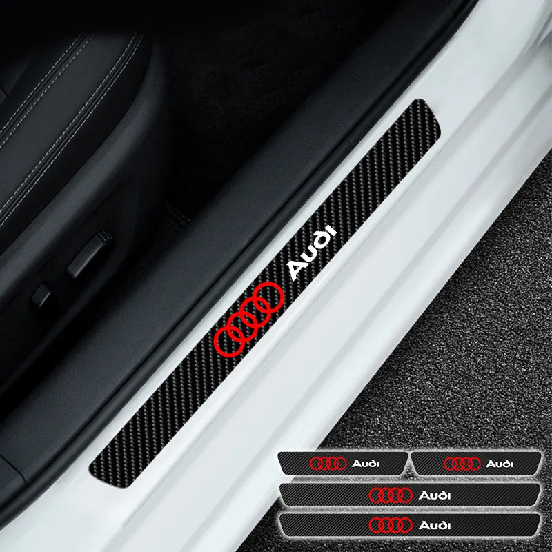 4pcs Door Sill/Bumper Protector Carbon Fibre Stickers