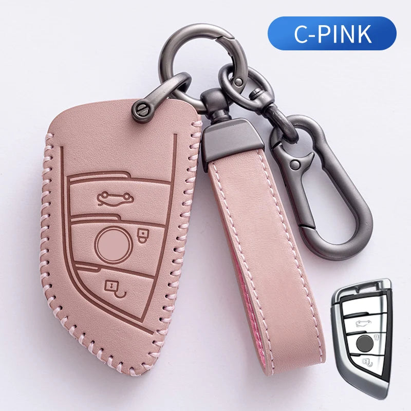 Leather Car Key Cover for BMW