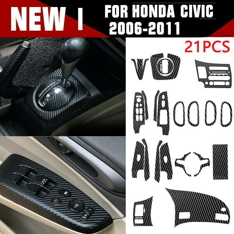 Carbon fibre interior panel sticker kit for Honda Civic 2006-2011